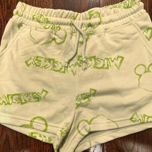 Green Mickey Mouse Print Shorts.